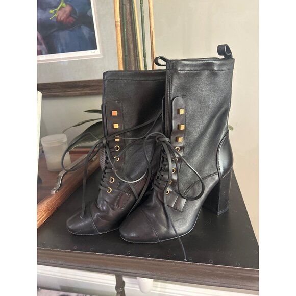 Stuart Weitzman Veruka Leather Lace-Up Booties Black Womens Size 6 - Picture 6 of 14